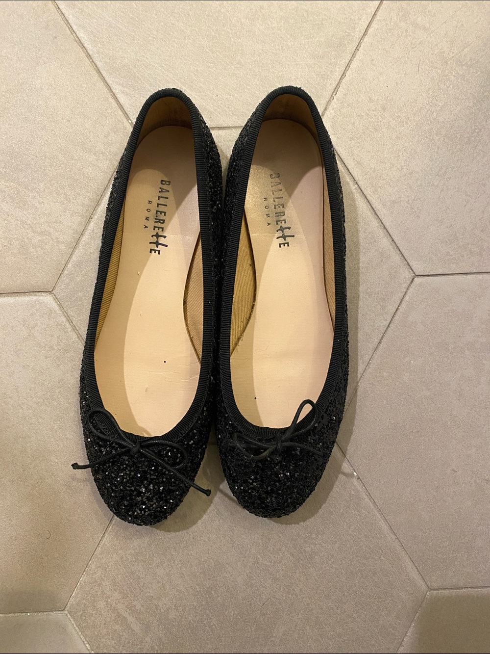 Ballerette black glitter ballet flats